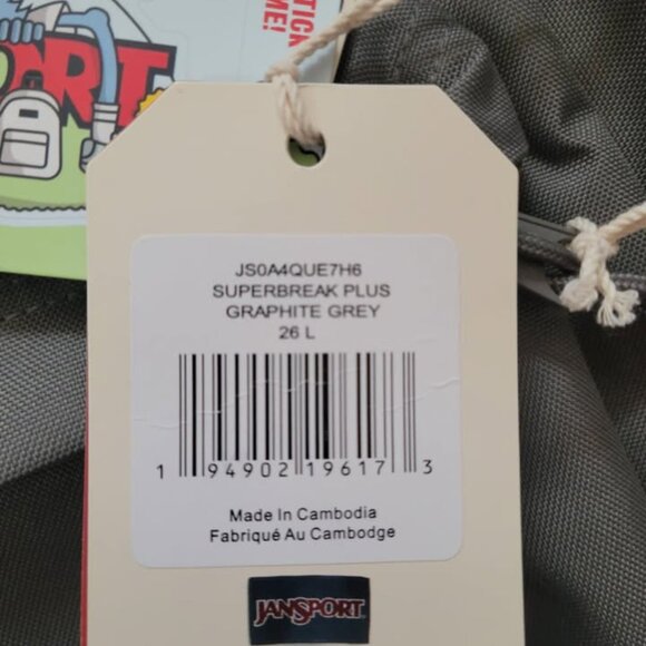 Jansport SuperBreak Plus Laptop Backpack - Graphite Grey - Picture 4 of 4